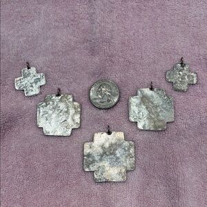 Genuine 925 Solid Sterling Silver Set of 5 Cross Pendants firm